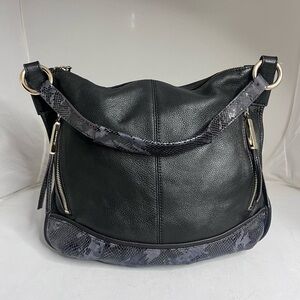 B. Makowsky Leather Hobo Zip Tote Shoulder bag